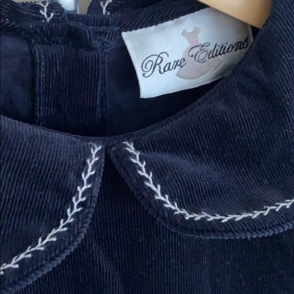 Rare Editions Snowman Fine Cord Smocked Dress